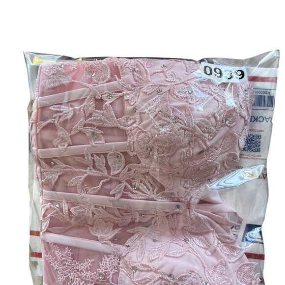 Wedding Apparel NWT Womens 2 Baby Pink Floral Lace Corset Mini Dress Coquette - Picture 16 of 16